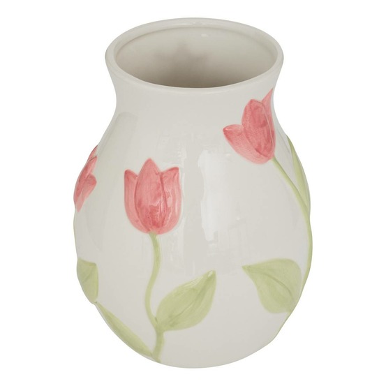 Vase fleur de rose motif tulipe 15,7x15,7x21cm