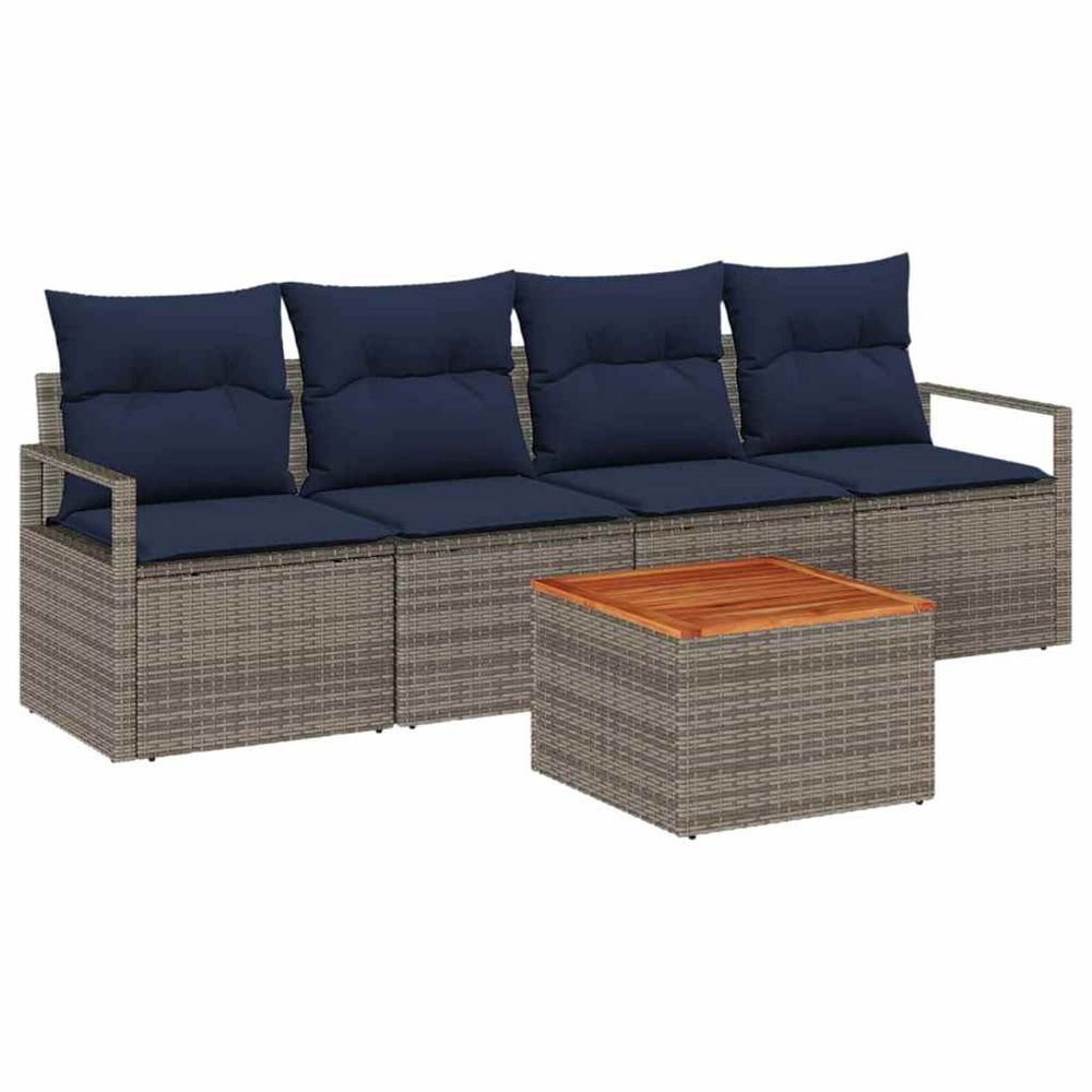 Ensemble de canapé de jardin 5 pc gris polyrotin