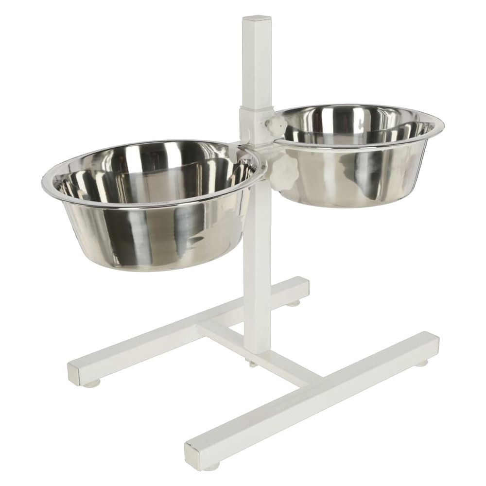 Mangeoire d'animaux de compagnie avec support 2x2,8 l 43cm blanc