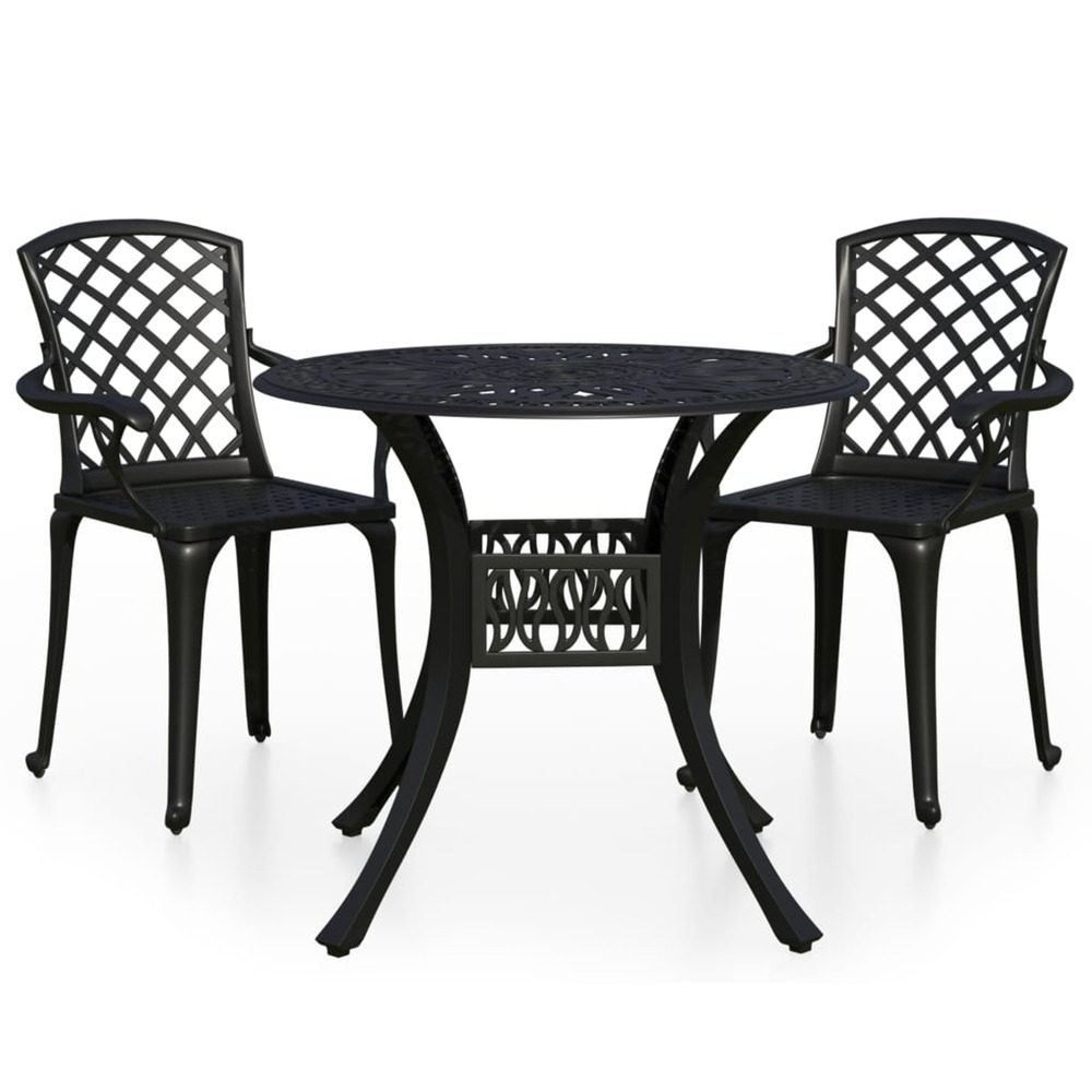 Ensemble de bistro 3 pcs aluminium coulé noir