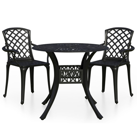 Ensemble de bistro 3 pcs aluminium coulé noir