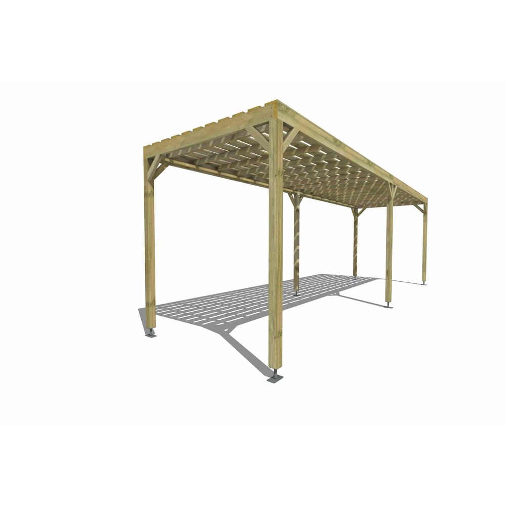 Pergola bois • 8m x 2m • indépendante • sens profondeur • platelage bois • livraison comprise