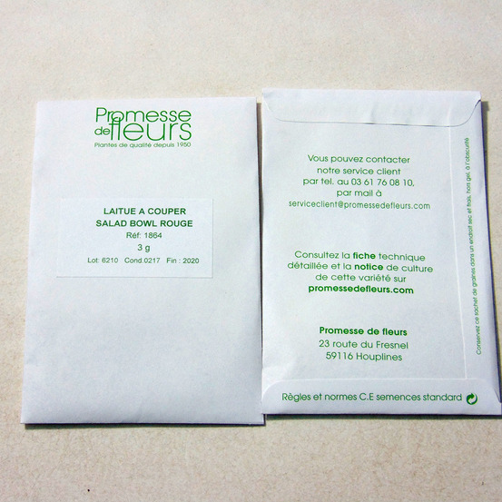 Laitue à couper 'red salad bowl' le sachet de 2500 graines environ (3g)