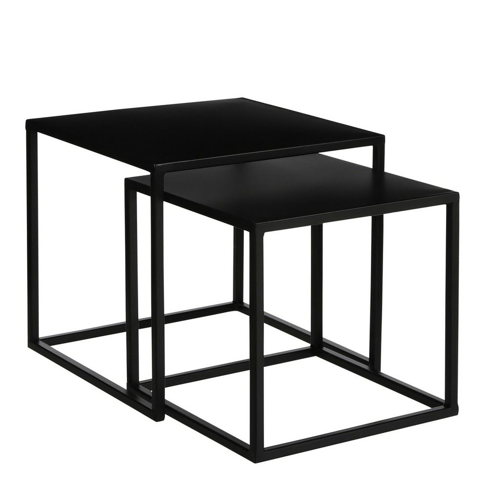 Mica decorations goa lot de 2 table d'appoints - h33 cm - noir