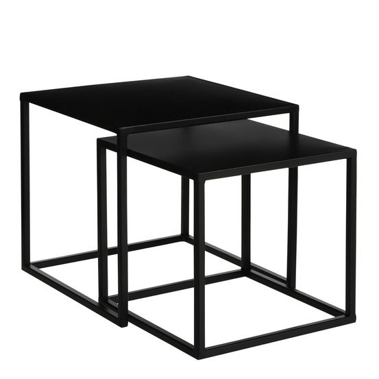Mica decorations goa lot de 2 table d'appoints - h33 cm - noir