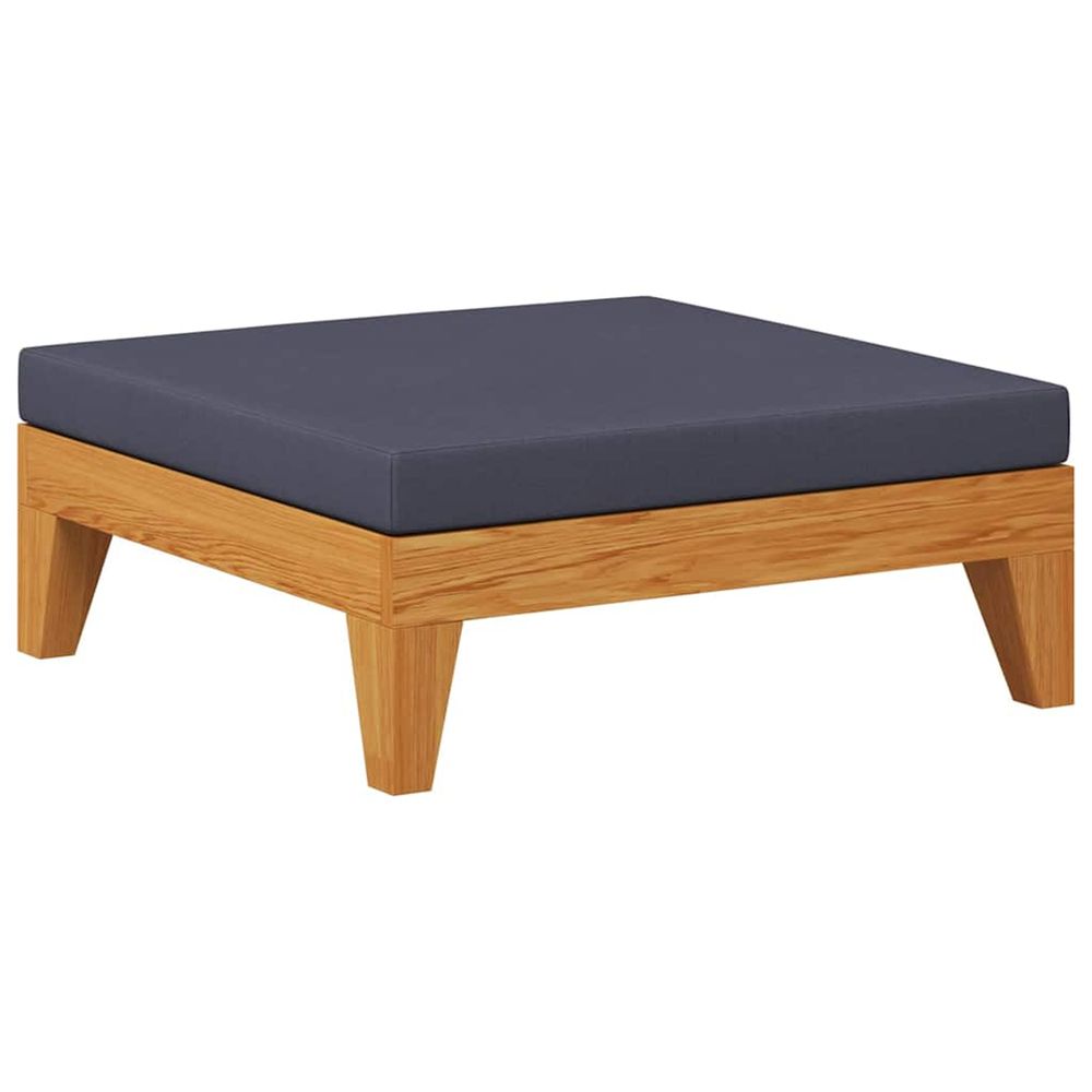 Repose-pied sectionnel avec coussin gris foncé bois d'acacia