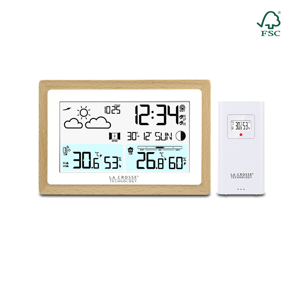 Station météo colorée contour bois