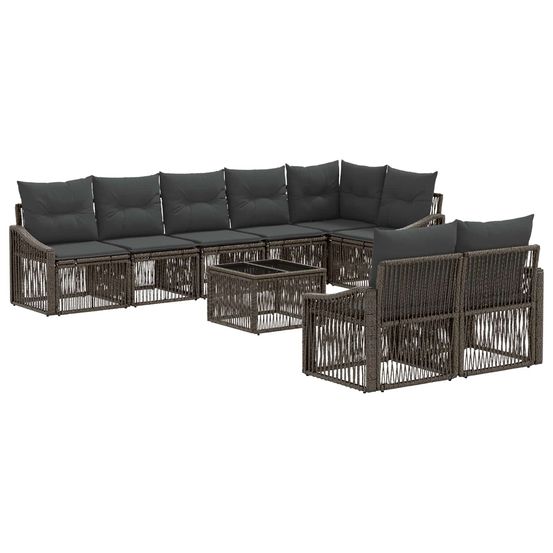 Ensemble de canapé de jardin 9 pc gris polyrotin