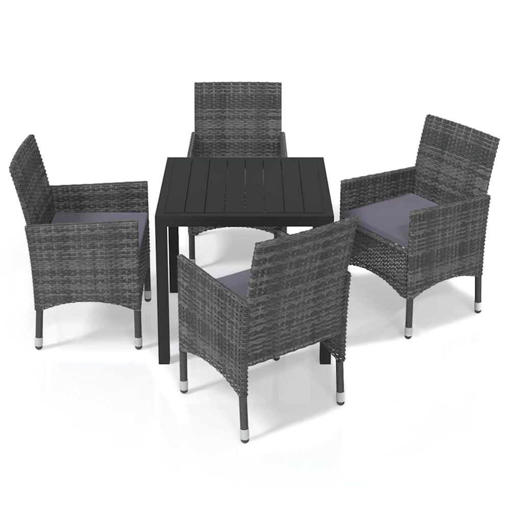 Ensemble à manger de jardin coussins 5pcs résine tressée gris