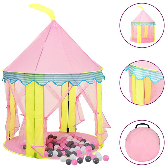 Tente de jeu pour enfants avec 250 balles rose 100x100x127 cm