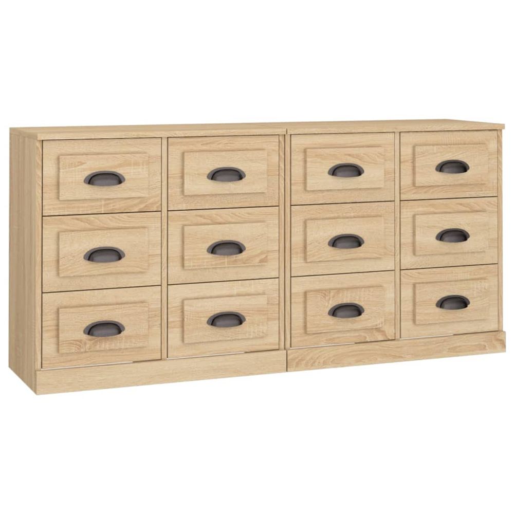 Buffets 2 pcs chêne sonoma bois d'ingénierie