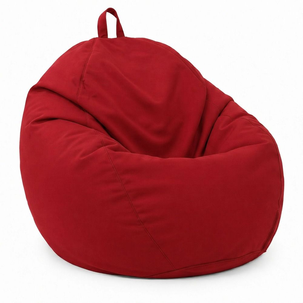Pouf poire xl 110x120 rouge - déhoussable & imperméable (garni billes)