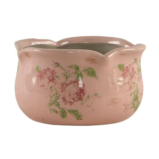 Coupe ronde bord dentelé rose ancienne ø16 x ht.9