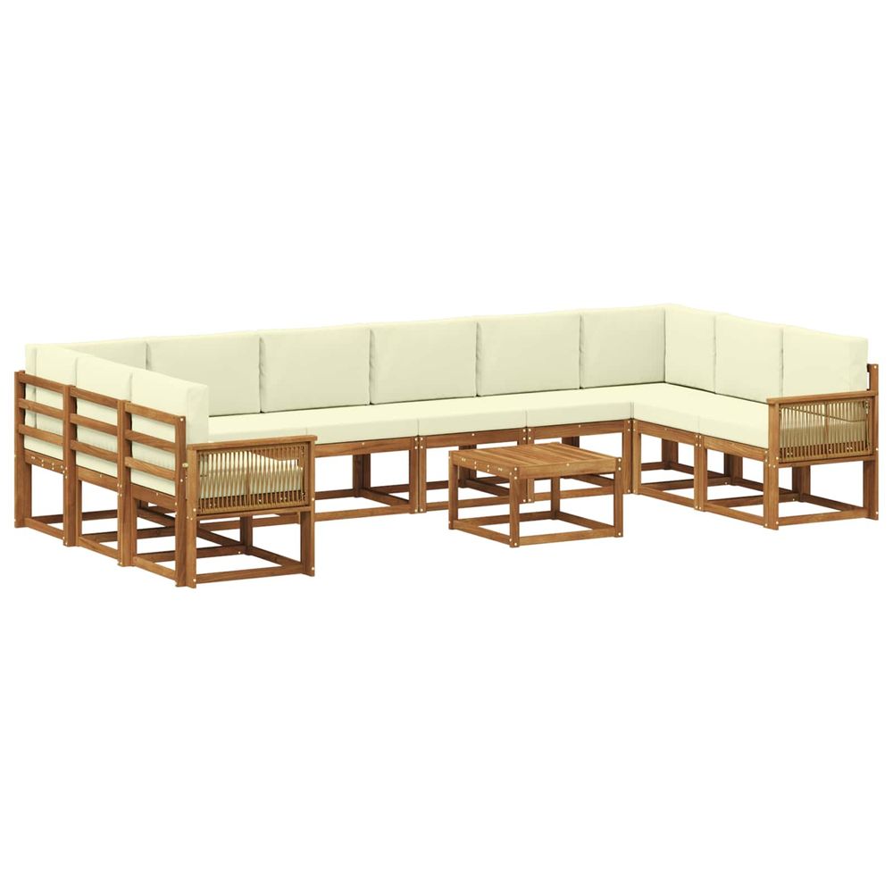 Ensemble de canapés d'extérieur 11 pc naturel et crème