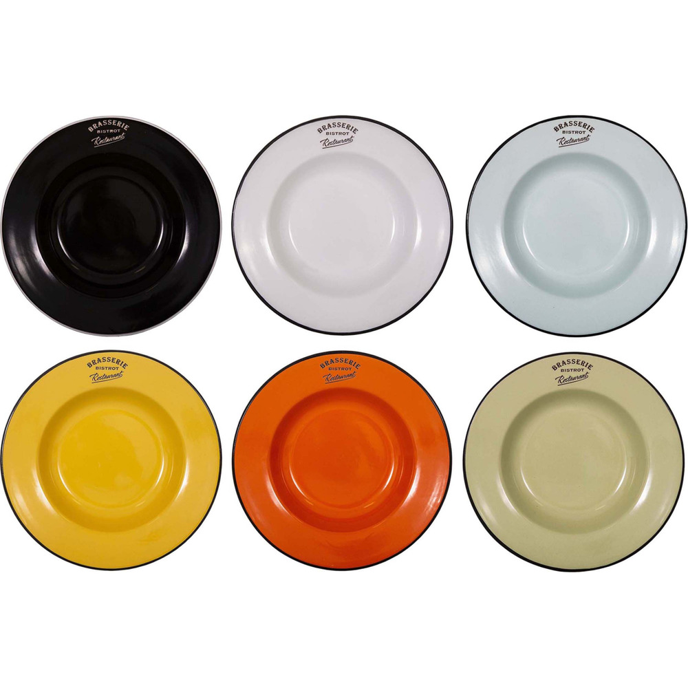 Assiettes colorées brasserie bistrot (lot de 6) assiettes creuses - 22 cm