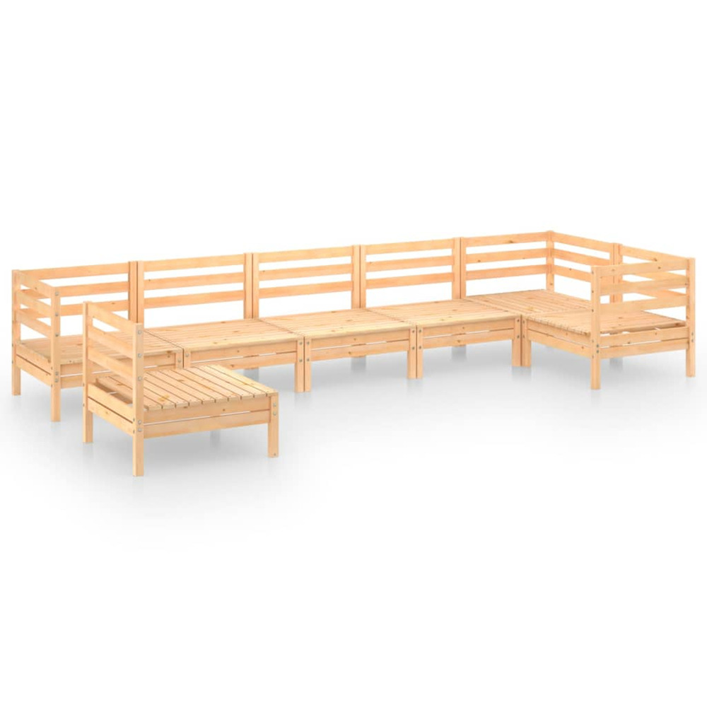 Salon de jardin 7 pcs bois de pin massif