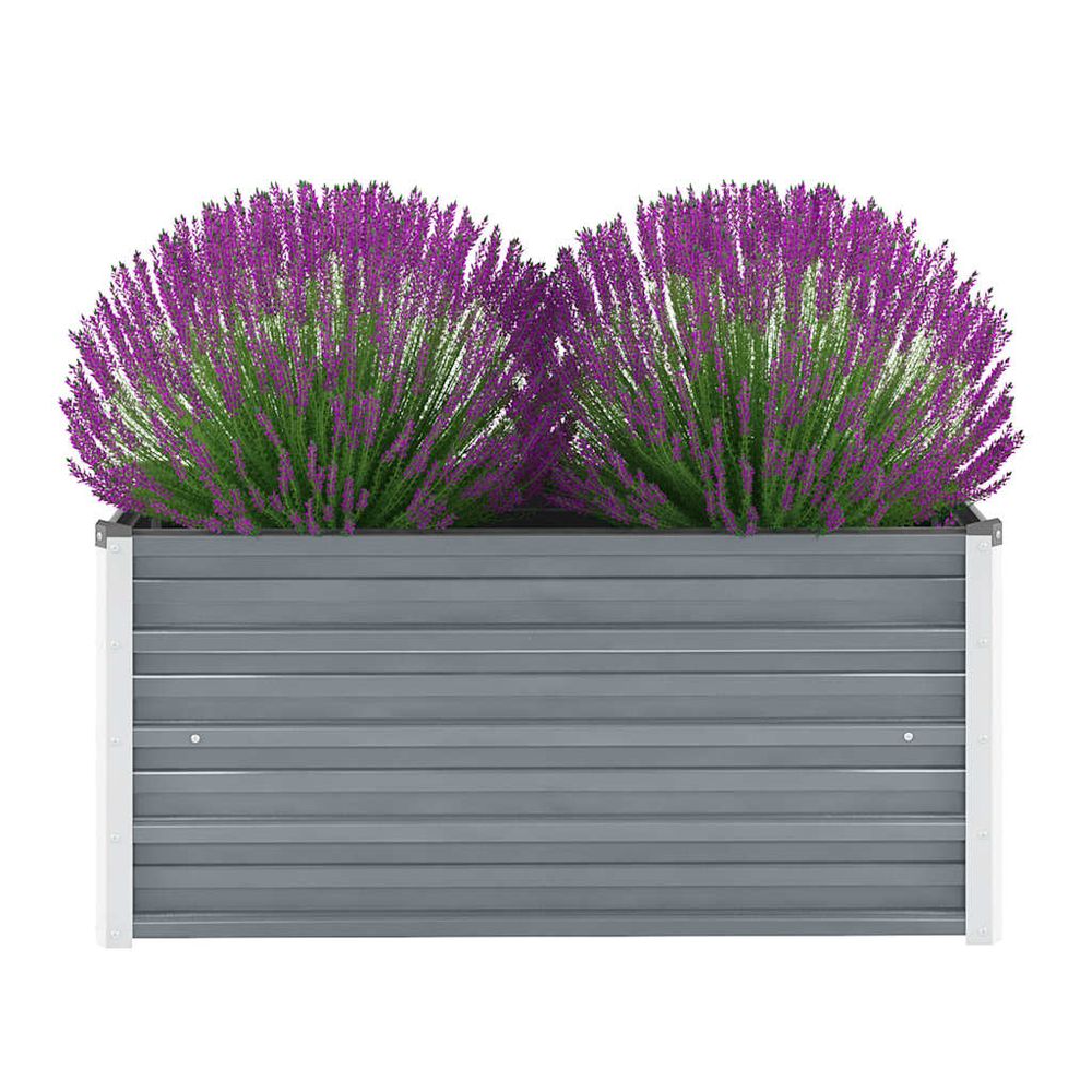 Petit bac potager rectangulaire acier galvanisé balcon gris 100x40x45cm