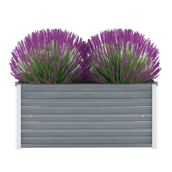 Petit bac potager rectangulaire acier galvanisé balcon gris 100x40x45cm