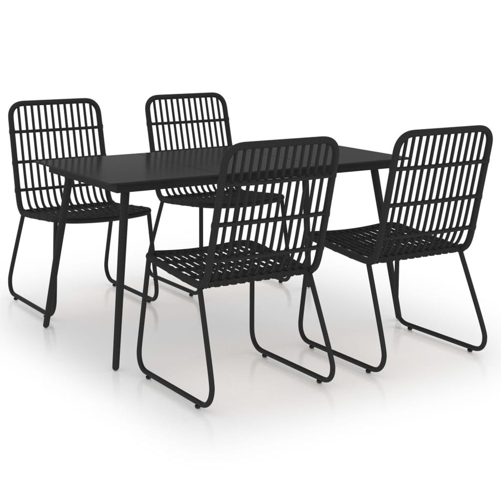 Ensemble à manger d'extérieur 5 pcs résine tressée et verre