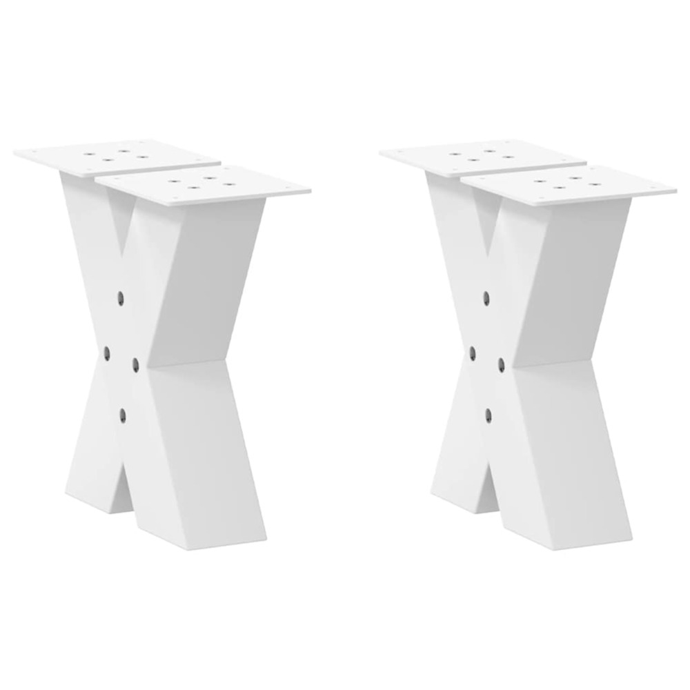 Pieds de table basse en forme de x, 2 pièces, blanc, 30 x (30-31) cm, acier