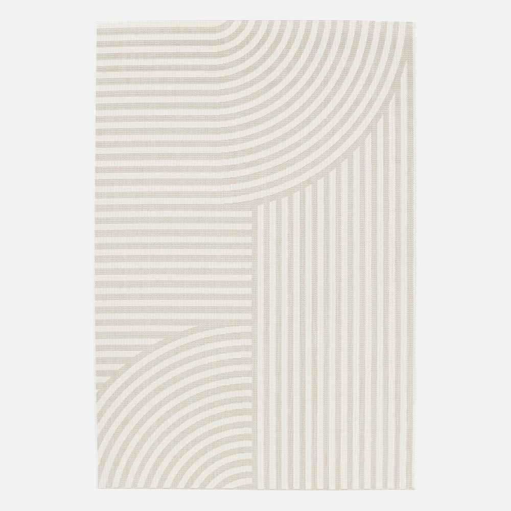 Tapis intérieur/extérieur motif arches beige, 100% polyester recyclé