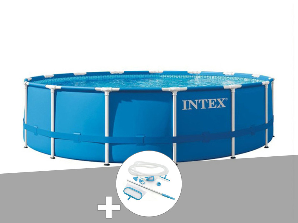 Kit piscine tubulaire metal frame ronde 4,57 x 1,22 m + kit d'entretien