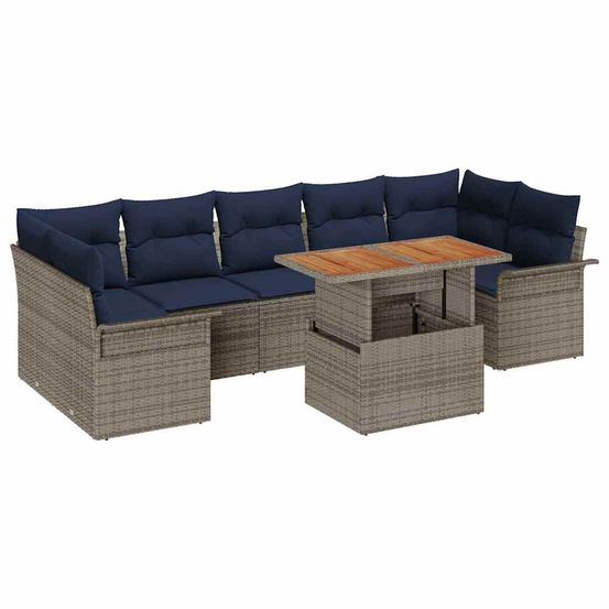 Ensemble de canapé de jardin 8 pc gris poly rotin