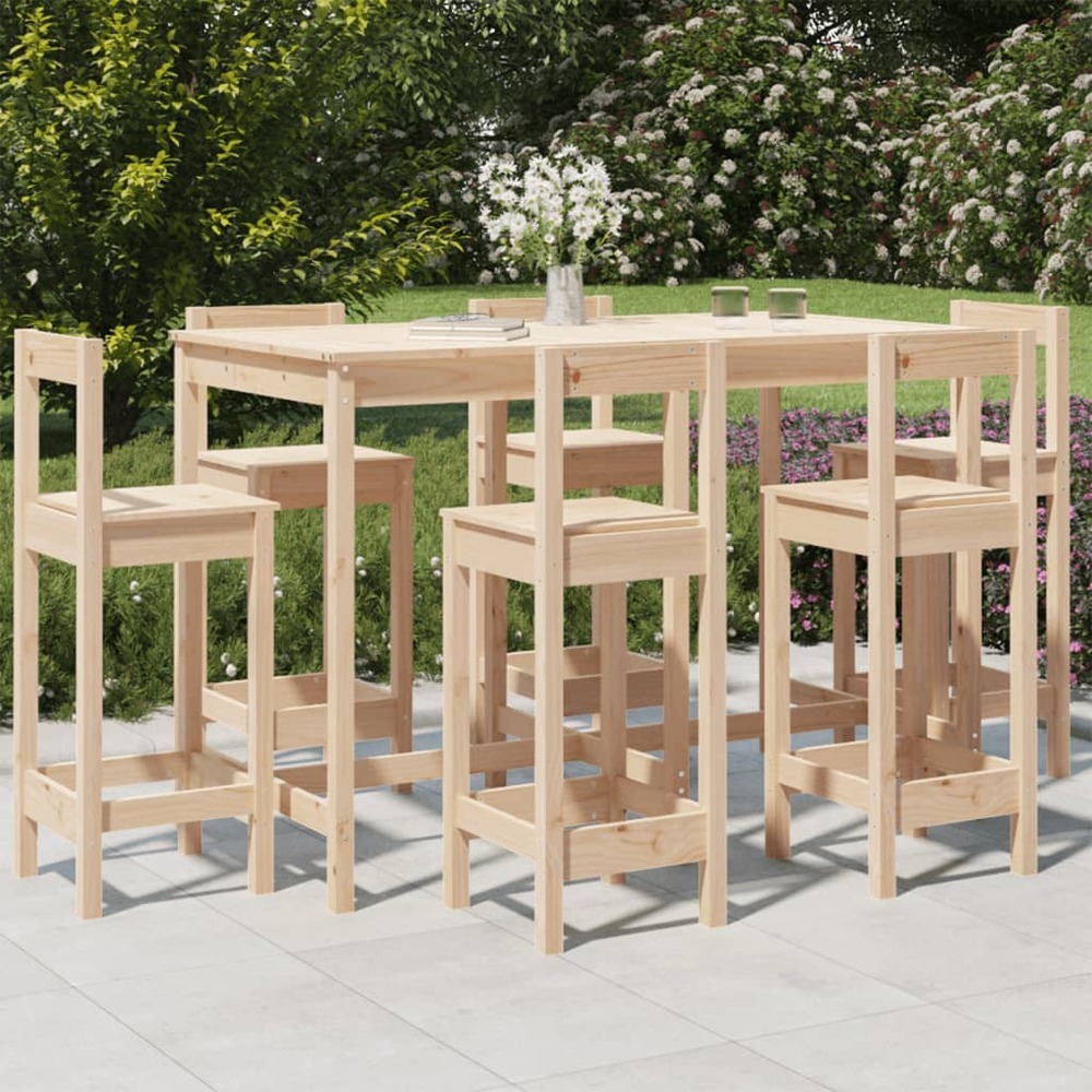 Ensemble de bar de jardin 7 pcs bois de pin massif