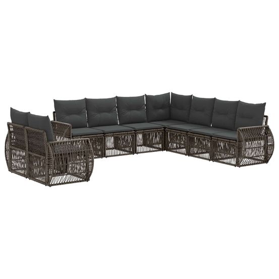 Ensemble de canapé de jardin 9 pc gris et gris foncé polyrotin