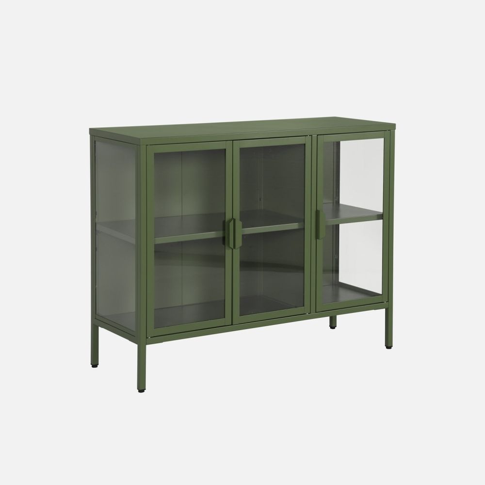 Buffet industriel métal et verre trempé 3 portes 100cm - arkansas