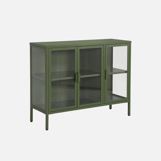 Buffet industriel métal et verre trempé 3 portes 100cm - arkansas