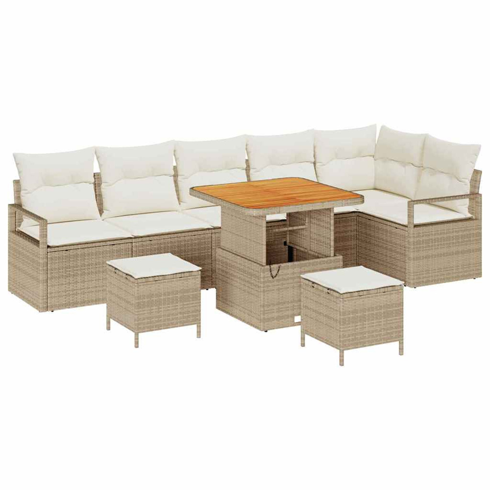Ensemble de canapé de jardin avec coussin 9 pcs beige et crème