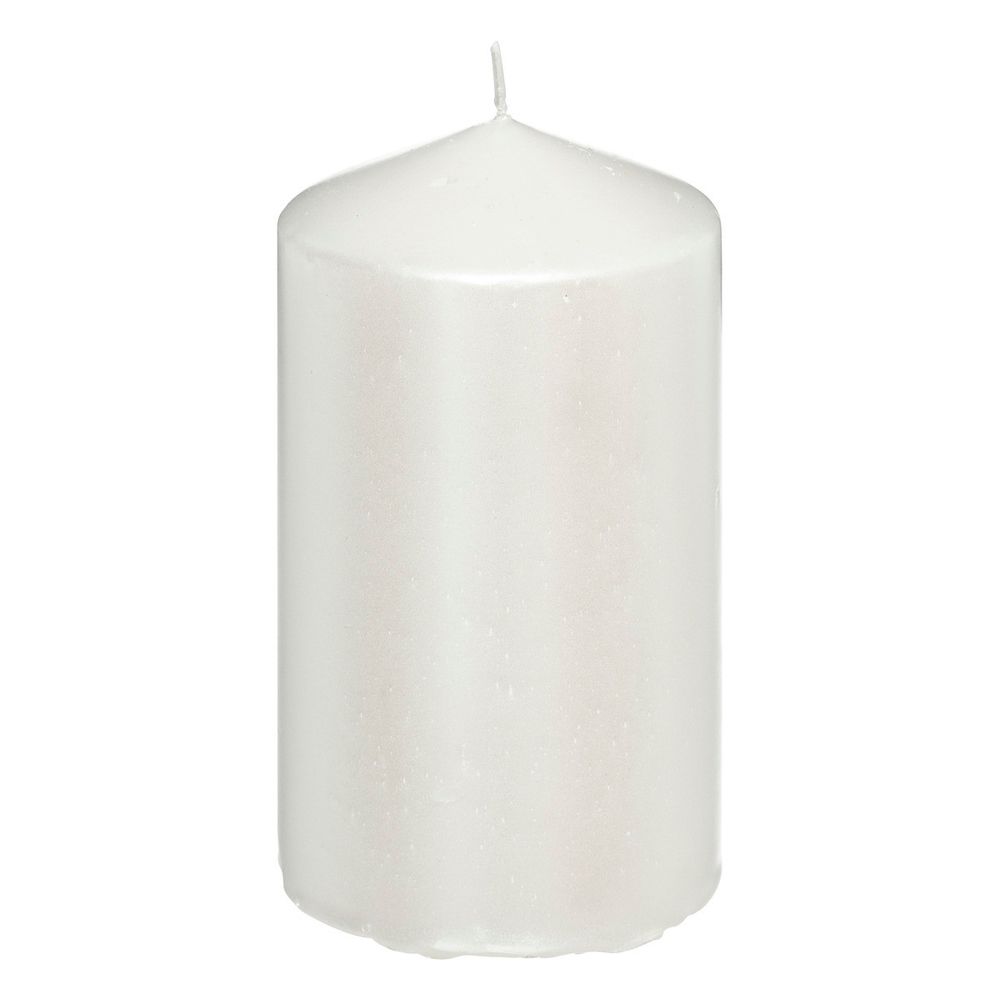 Bougie ronde satin blanc 335g h 12 cm