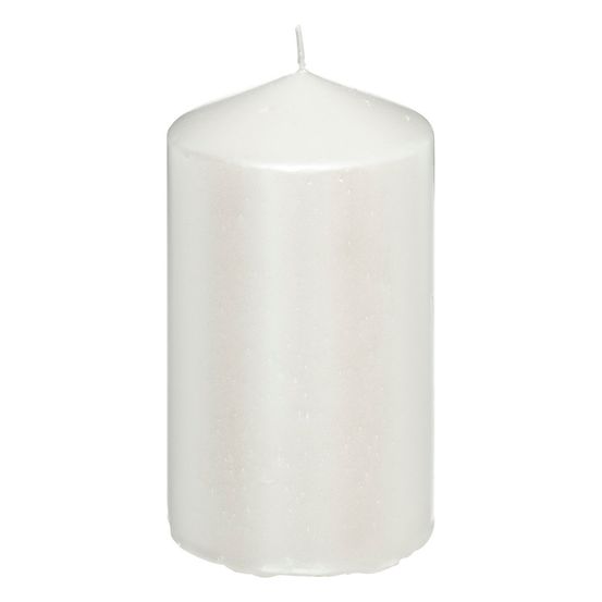 Bougie ronde satin blanc 335g h 12 cm