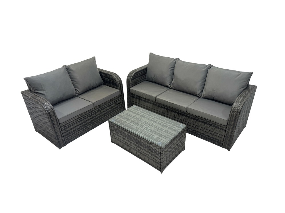 5 places ensemble de meubles de jardin avec table basse rectangulaire canapé 3 places canapé d'amour