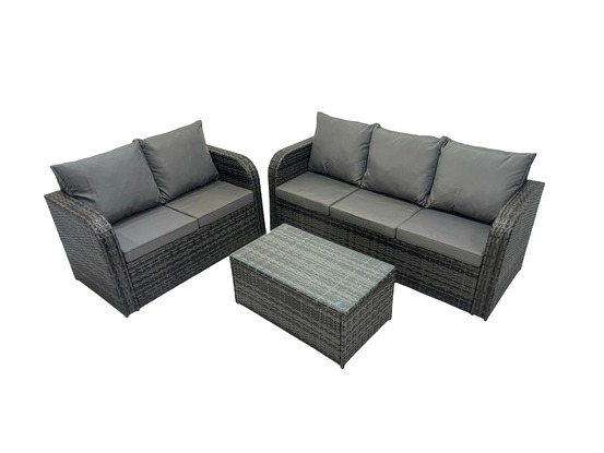 5 places ensemble de meubles de jardin avec table basse rectangulaire canapé 3 places canapé d'amour