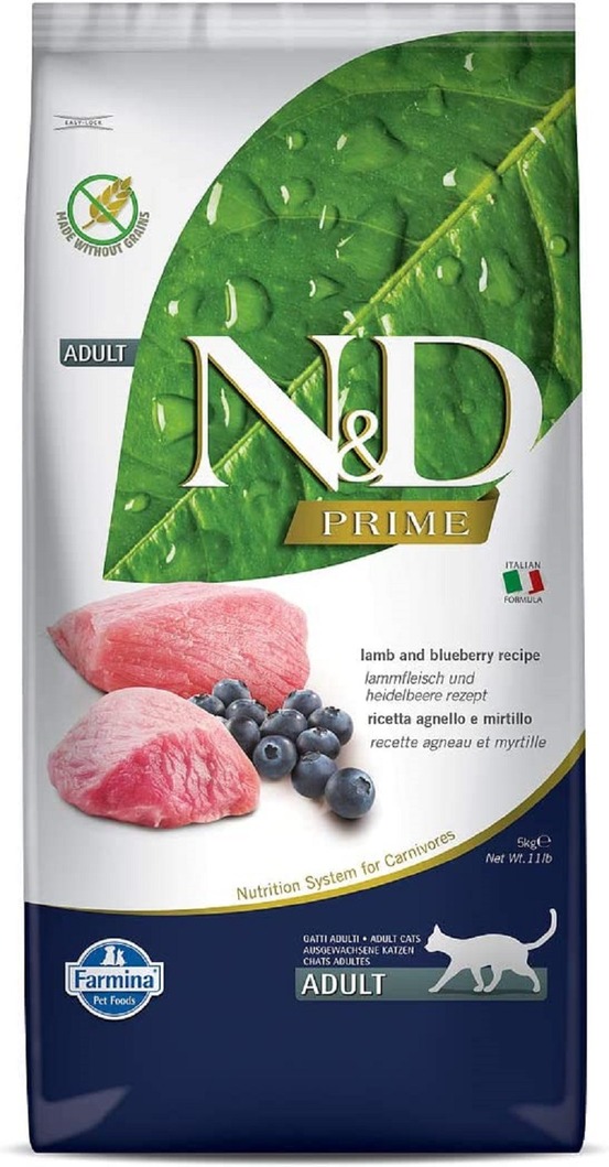 Croquettes n&d prime agneau & myrtille chat adulte 5 kg
