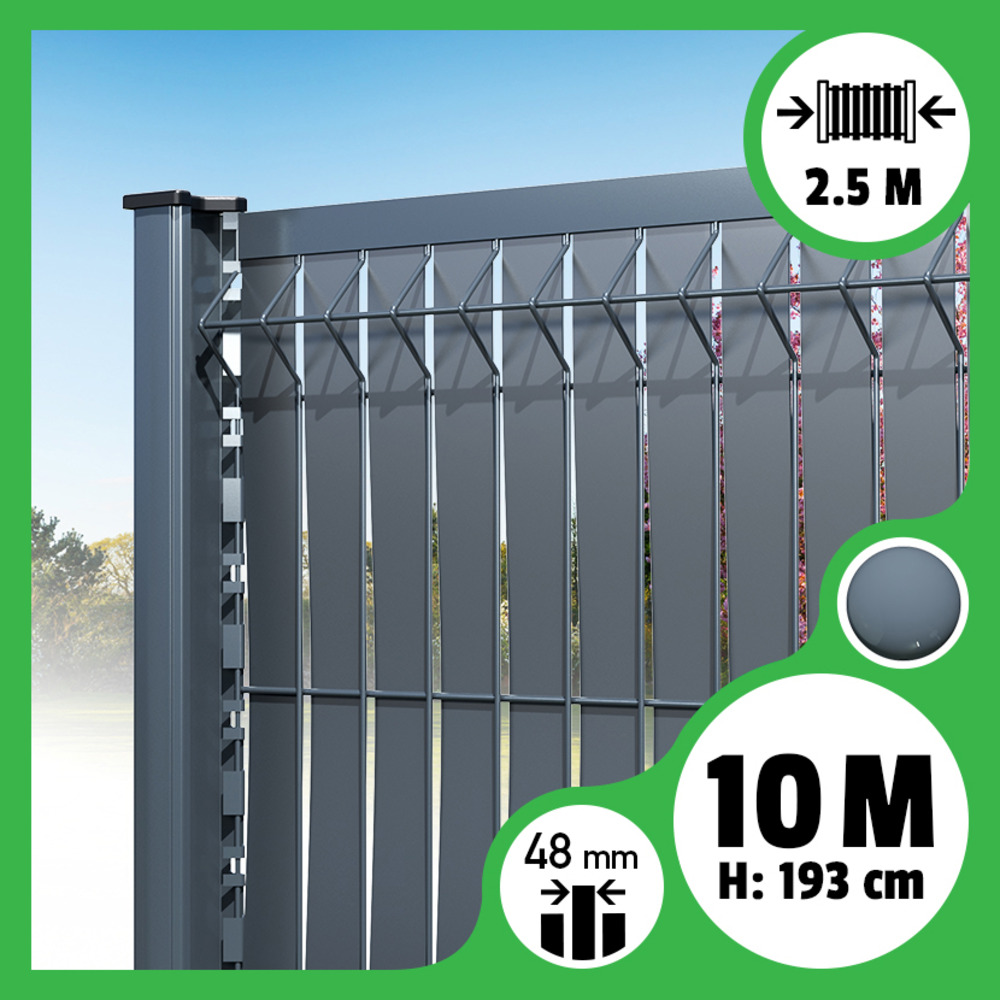 Kit 10m occultation lattes aluminium pour panneau rigide maille 55 - h 1m93 x 2m50 gris anthracite