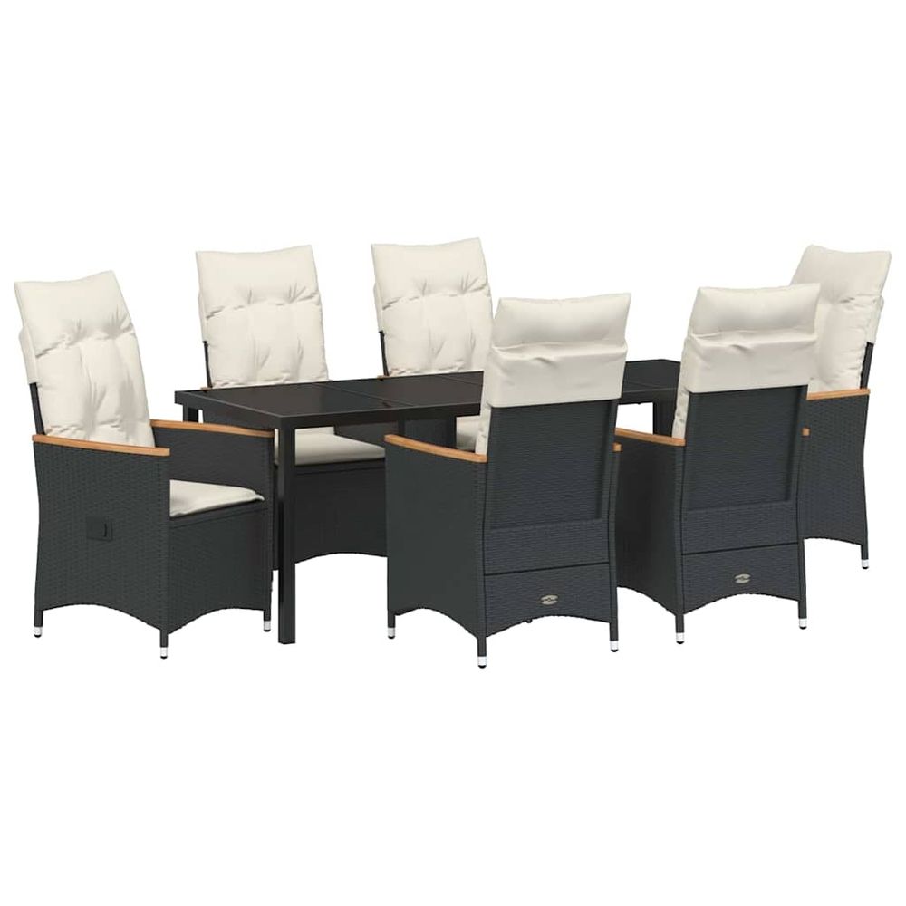 Ensemble de salle à manger pour jardin 7 pc noir polyrotin