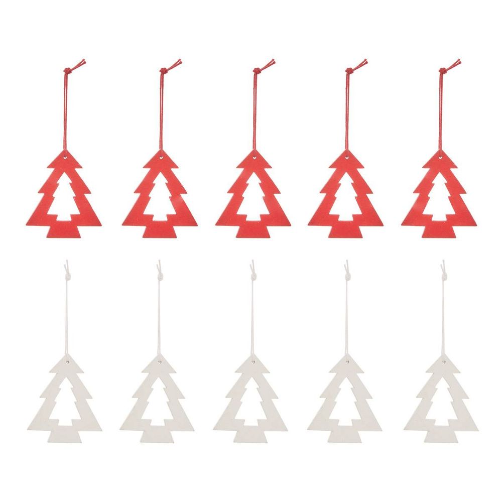 Lot de 10 suspensions de sapin en bois rouge et blanc 5 cm