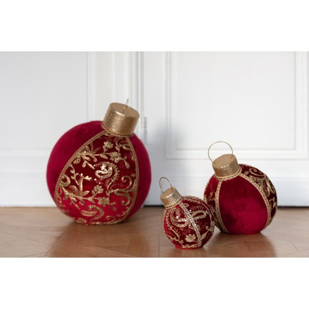 Boule de décorative en polyrésine rouge 23x23x32 cm