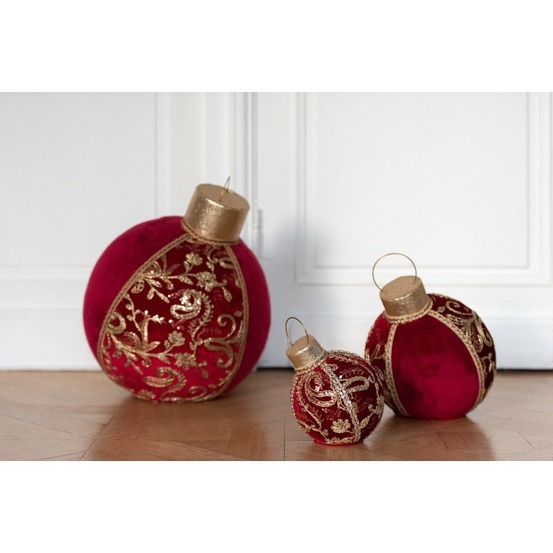 Boule de décorative en polyrésine rouge 23x23x32 cm