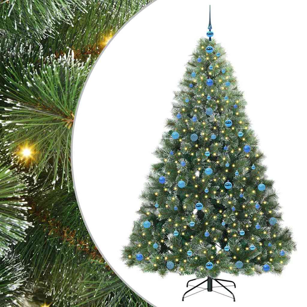 Sapin de noël artificiel avec 300 led vert 210 cm pe et pvc