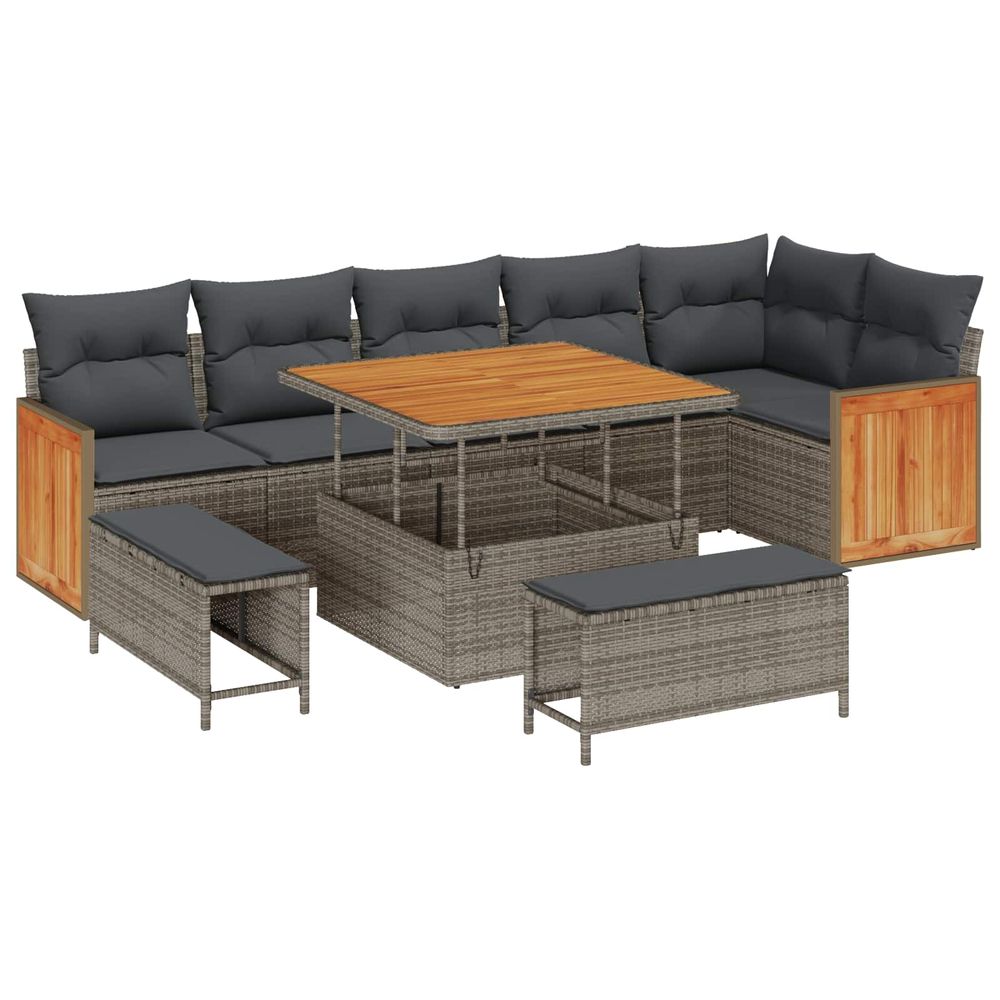Ensemble de canapé de jardin 9 pc 9-nombre de places gris