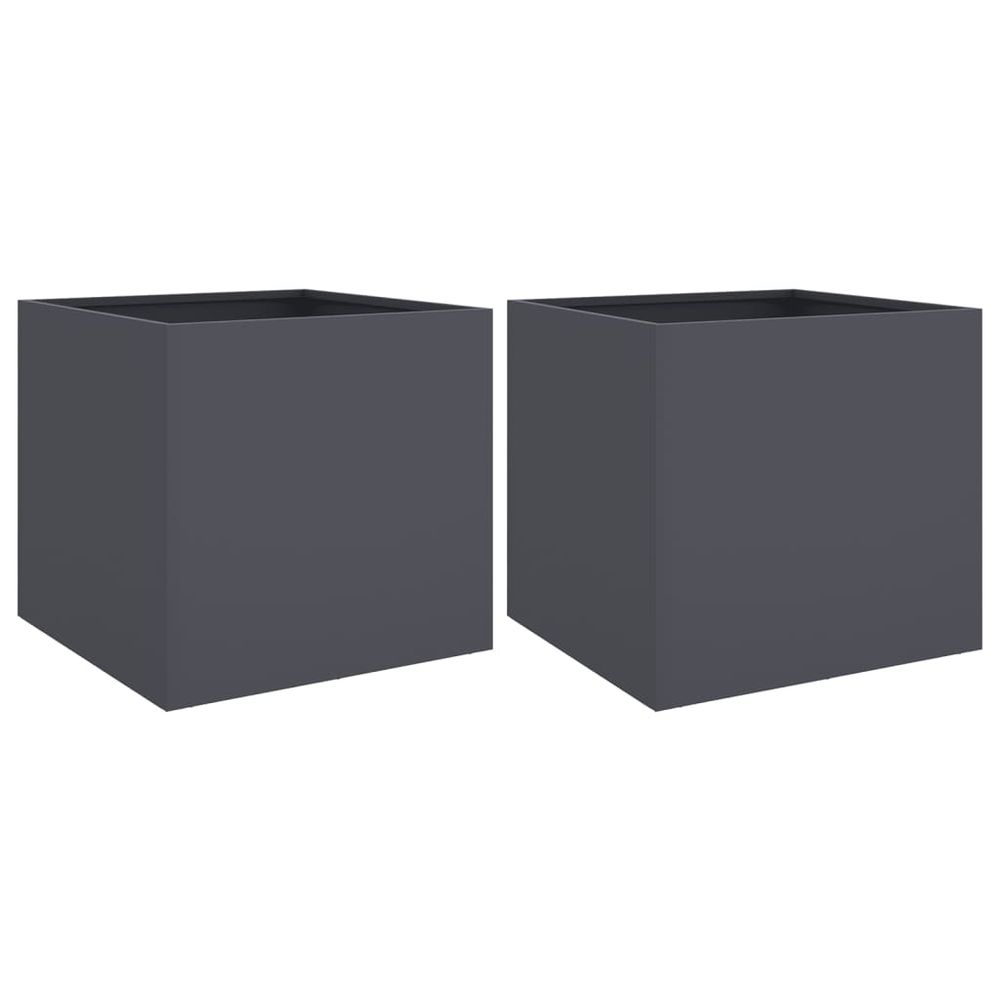 Jardinières 2 pcs anthracite 42x40x39 cm acier