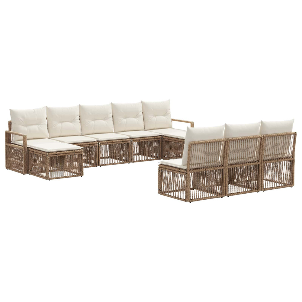 Ensemble de canapé de jardin 10 pcs beige polyrotin