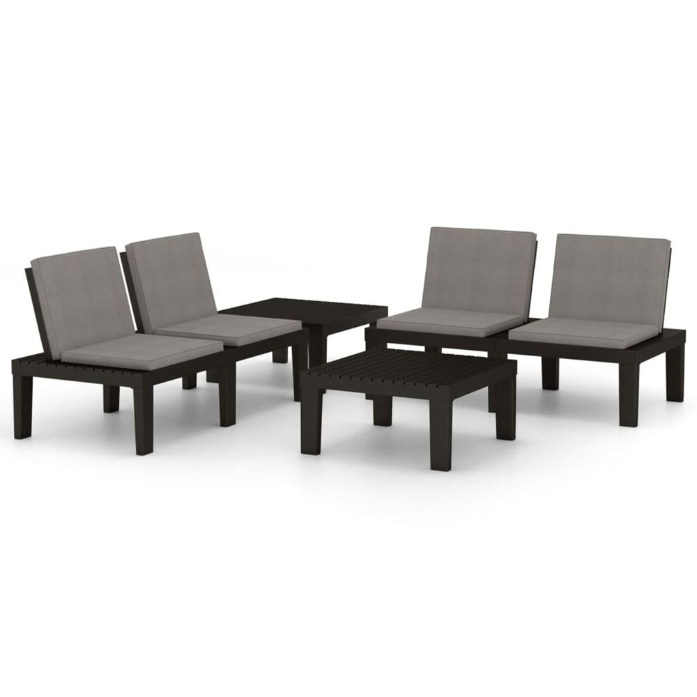 Salon de jardin 4 pcs avec coussins plastique gris