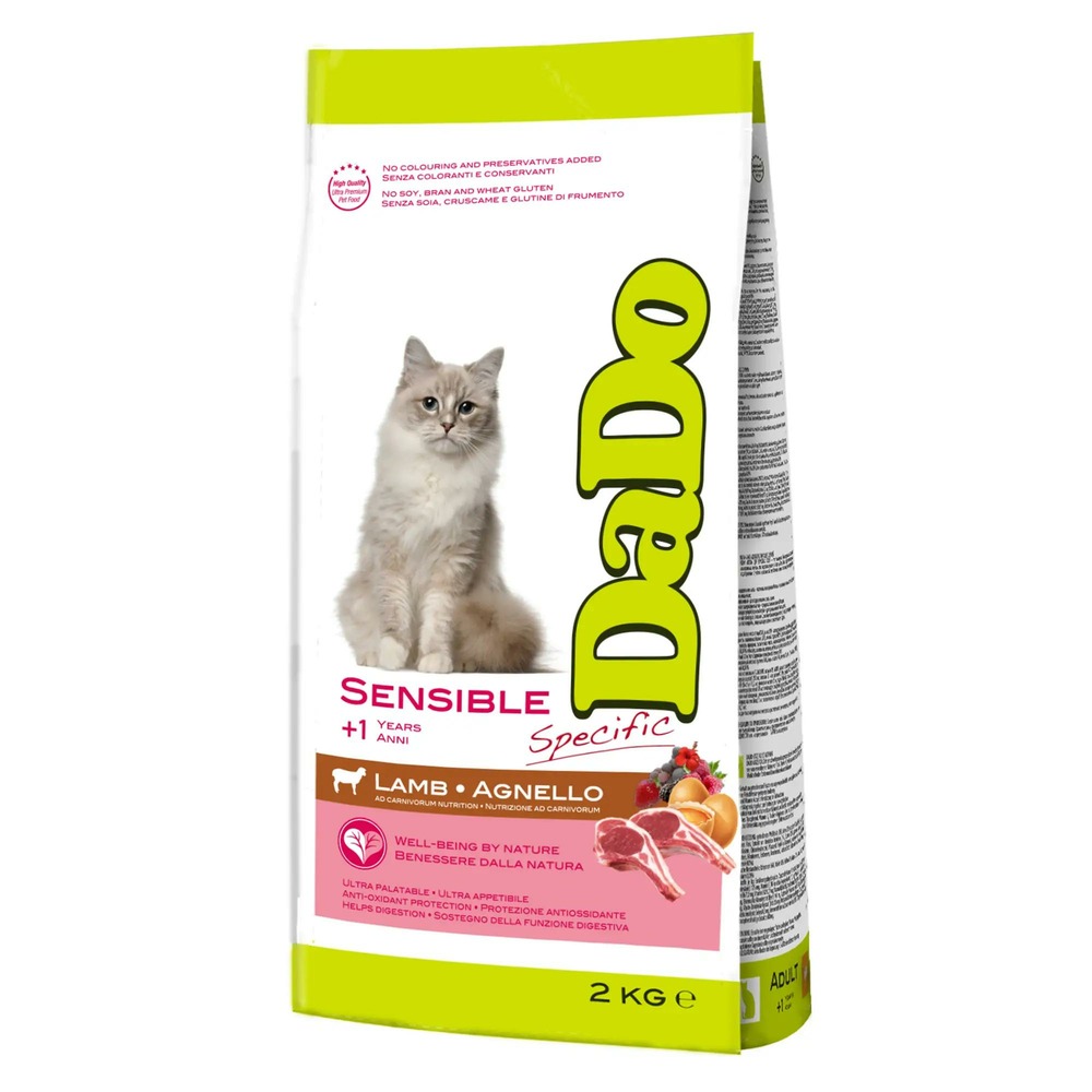 Croquettes pour chats adultes sensibles agneau 400g