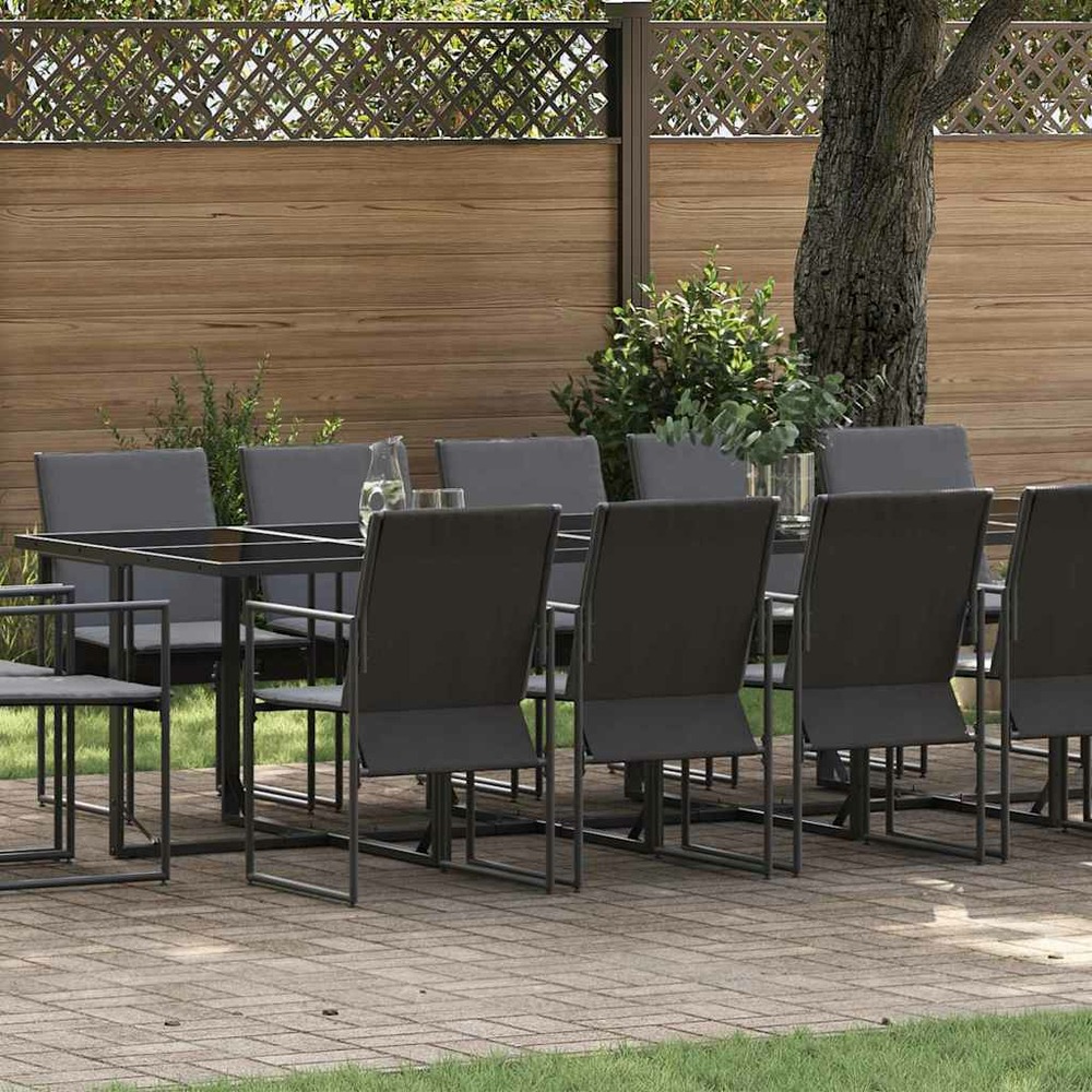 Ensemble de salle à manger pour jardin 15 pcs noir acier