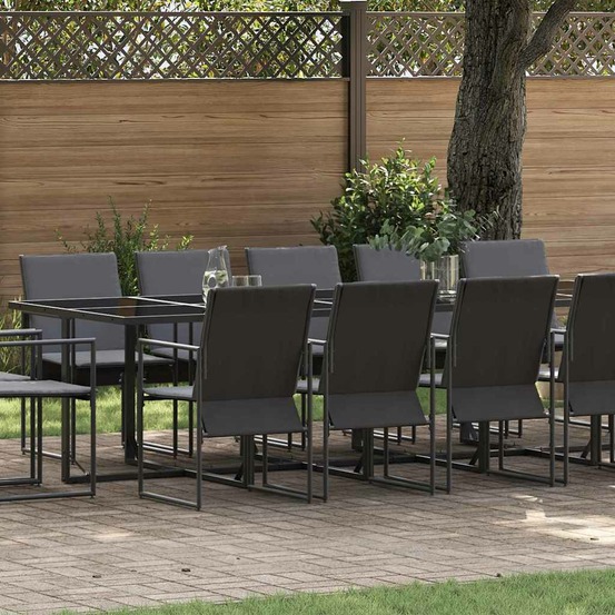 Ensemble de salle à manger pour jardin 15 pcs noir acier